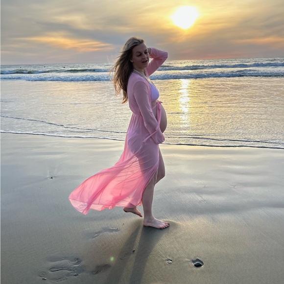 Intimates & Sleepwear Candy Pink Sheer Long Duster Hollywood Robe